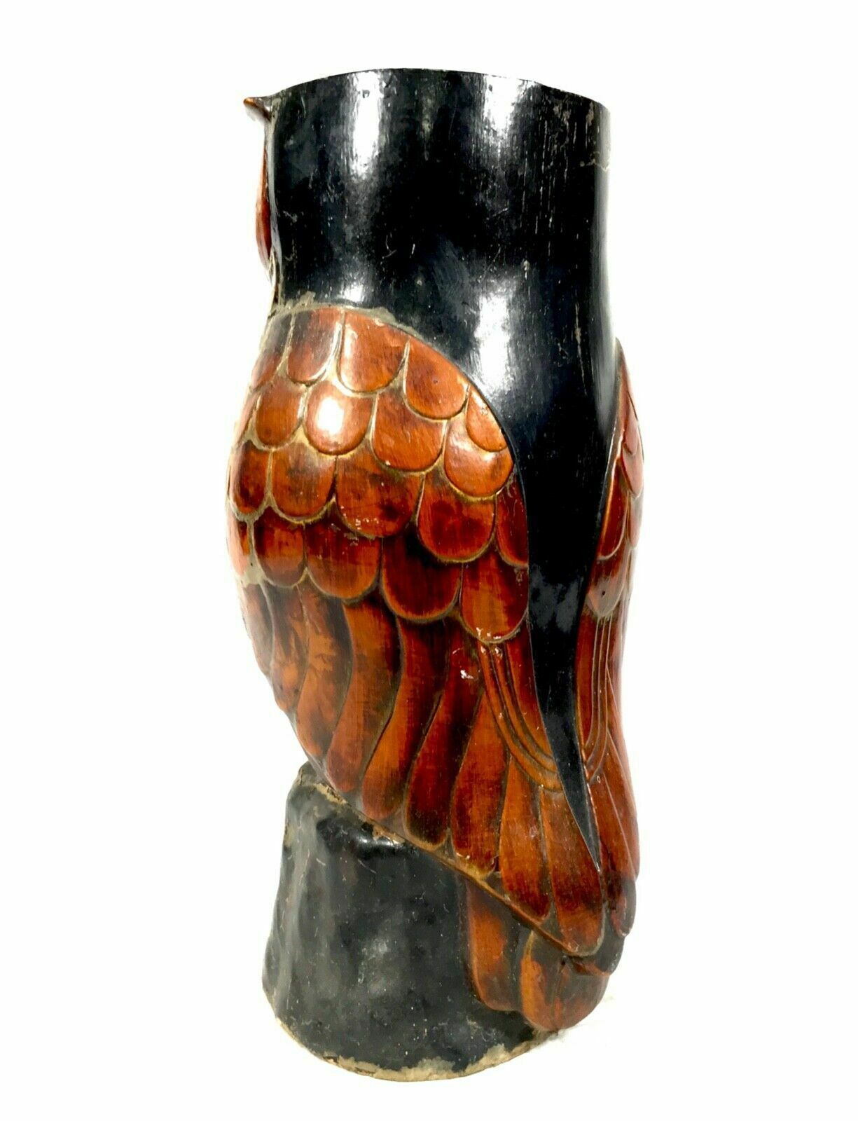 Antique Victorian Papier Mâche / Plaster Stick Stand In Owl Form / 19th Century photo Home Decor