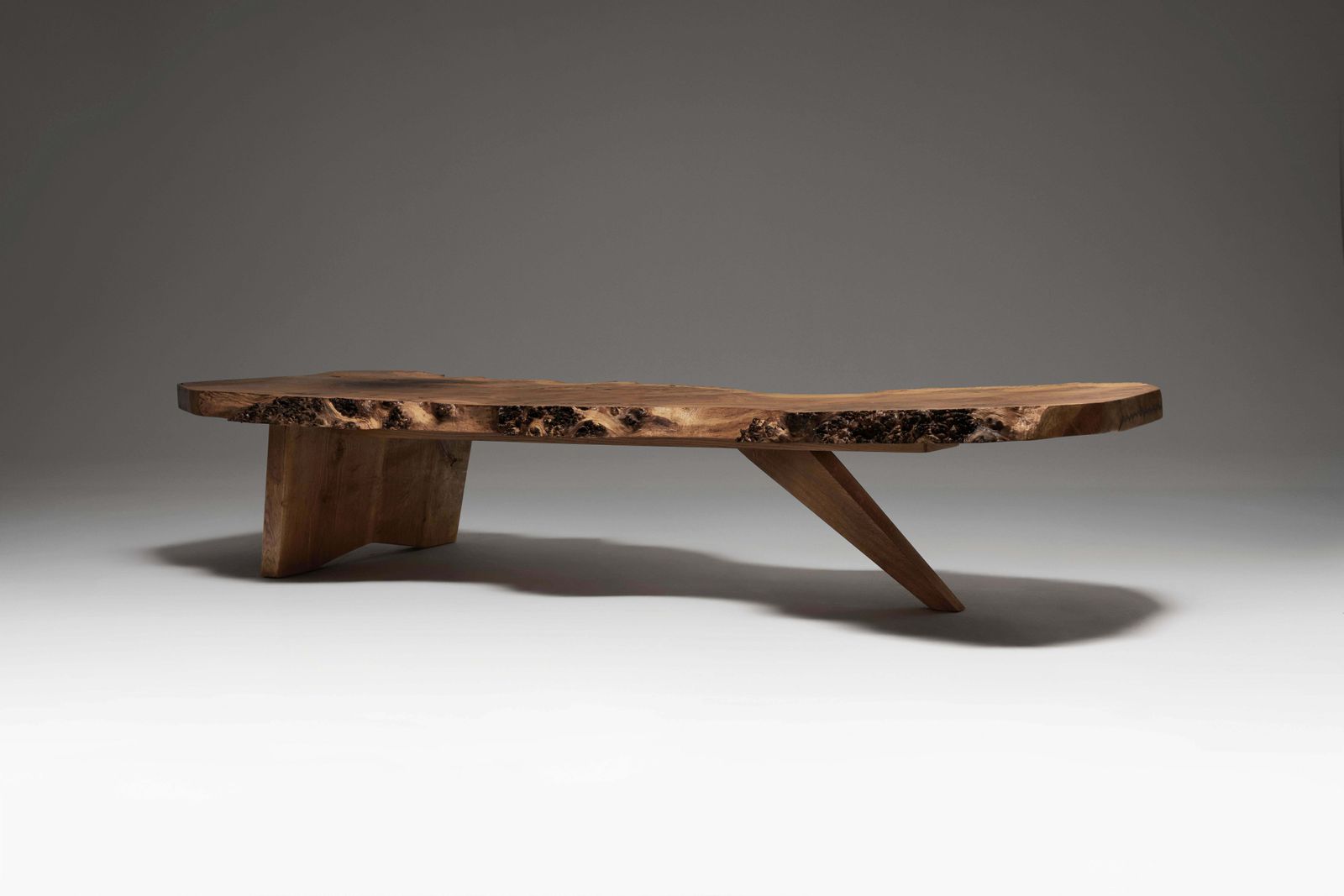 Exceptional And Large Coffee Table, English Oak Burl, 1970s. photo furniture