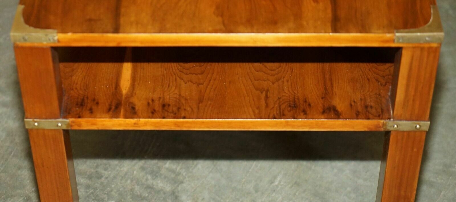 1350.0 Fully Restored French Polished Burr Yew Wood Military Campaign Coffee Table photo