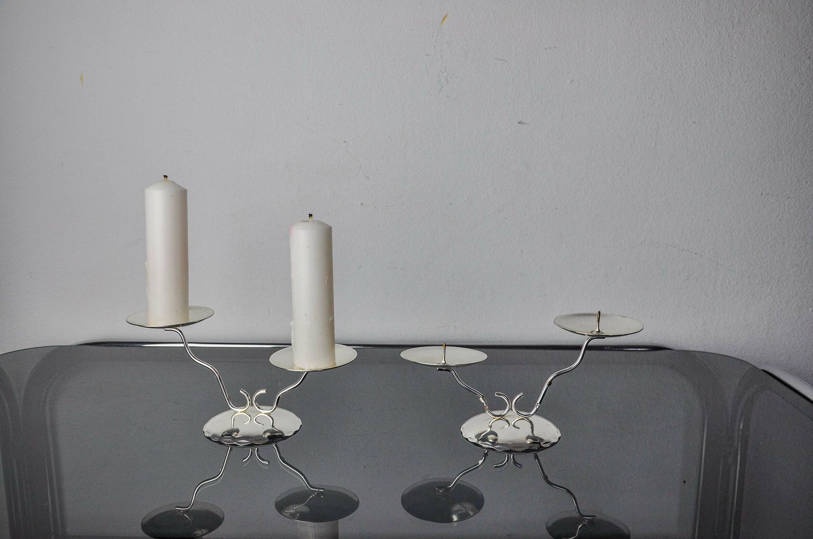 Pair Of Art Deco 2 Flame Candlesticks, Spain, 1980 photo furniture
