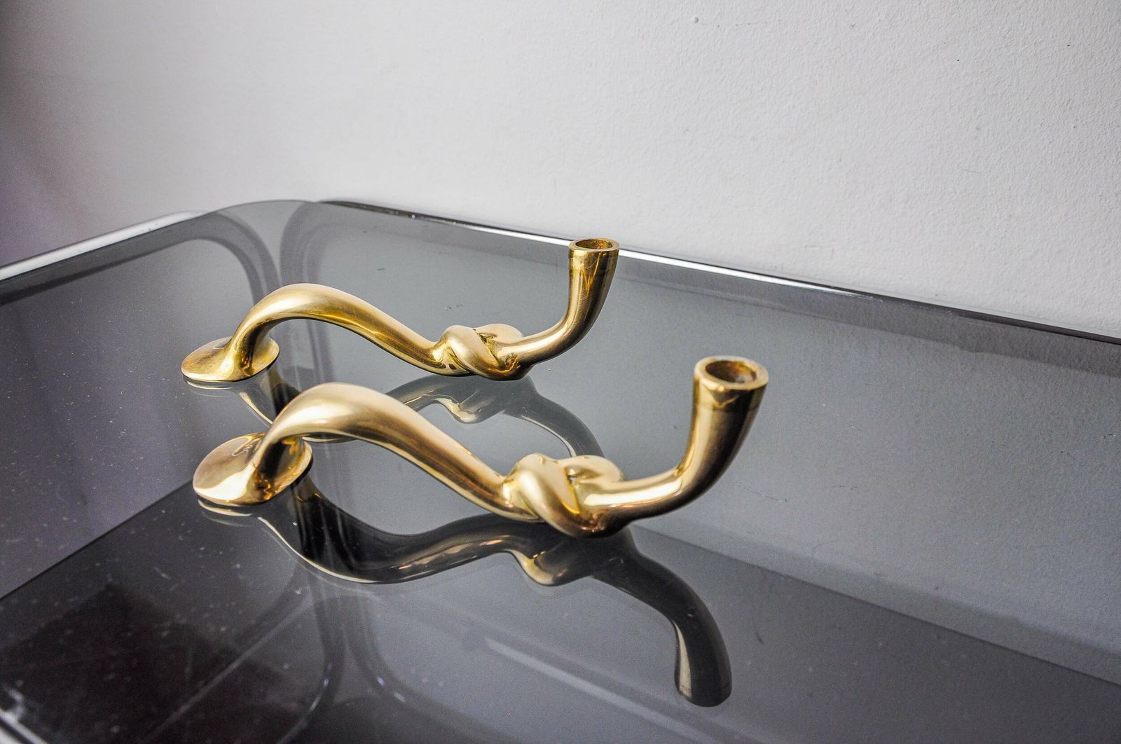 Pair Of Knot Candlesticks, Brutalist Design, Italy, 1970 photo Home Decor