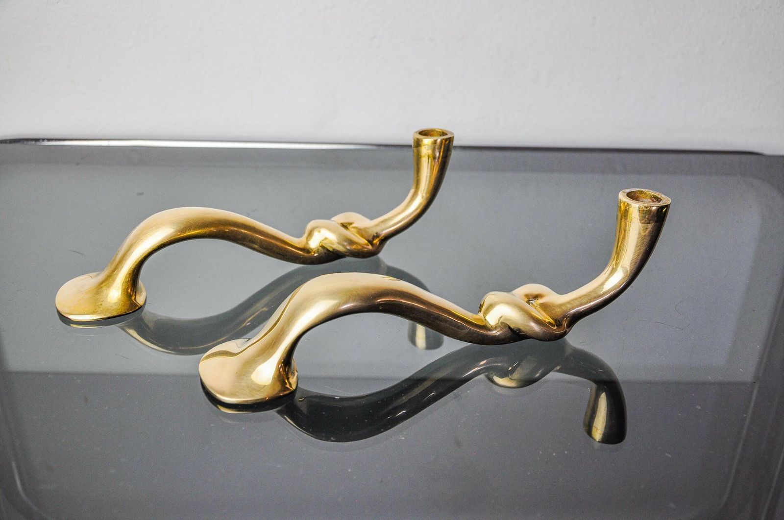 photo furniture Pair Of Knot Candlesticks, Brutalist Design, Italy, 1970