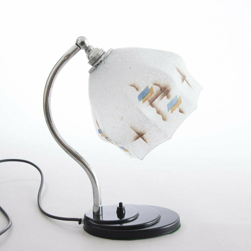 Geometric Shade Swan Neck Art Deco Table/Desk Reading Lamp photo for sale