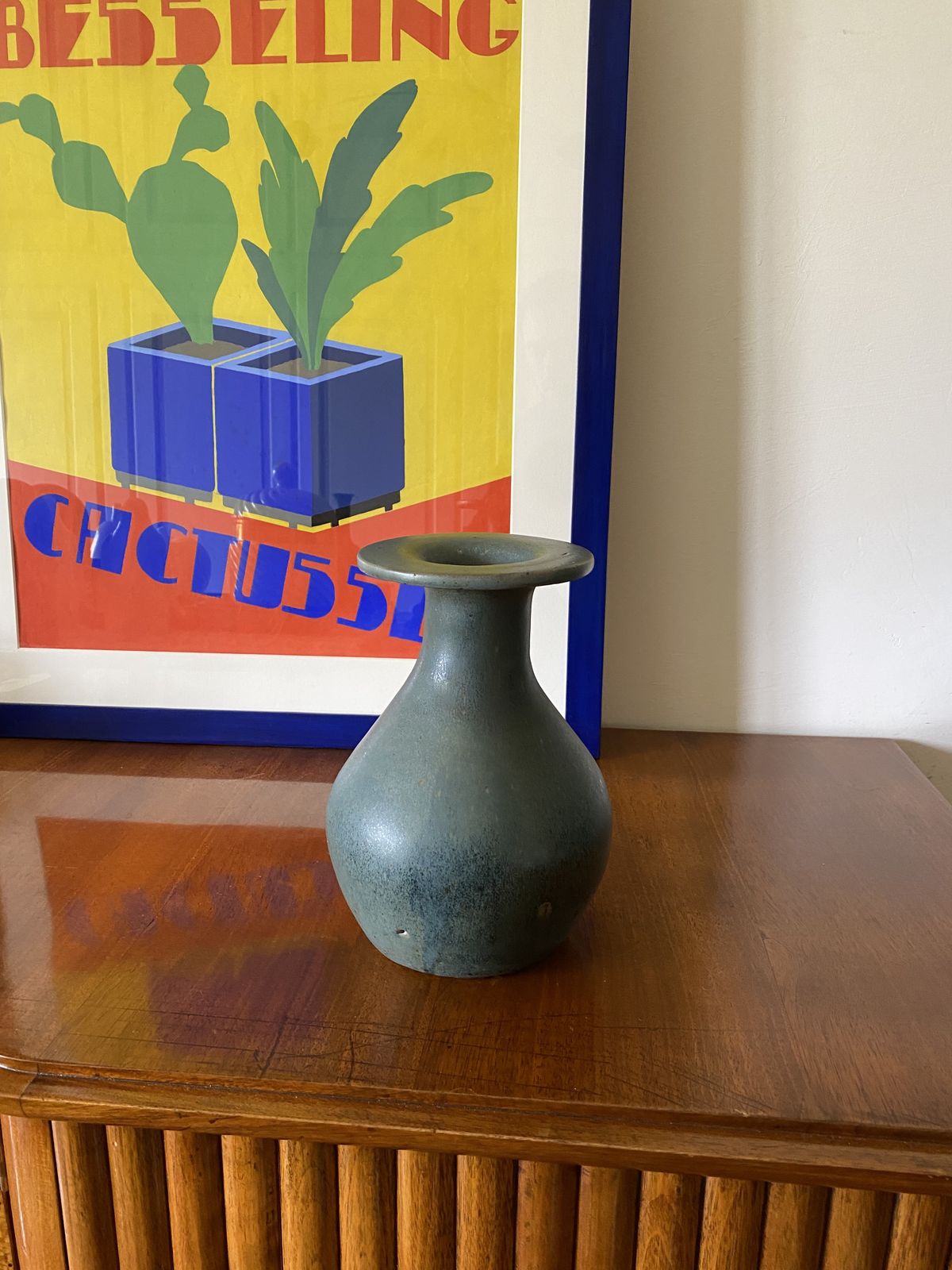 370.0 Midcentury Light Blue Ceramic Vase, France 1960s photo