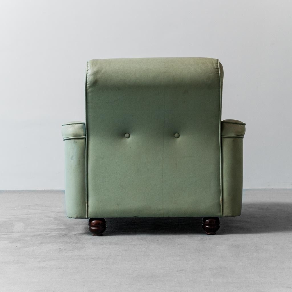 photo furniture Pair Of Modern Vintage 1950s Sage Green Fabric Armchairs