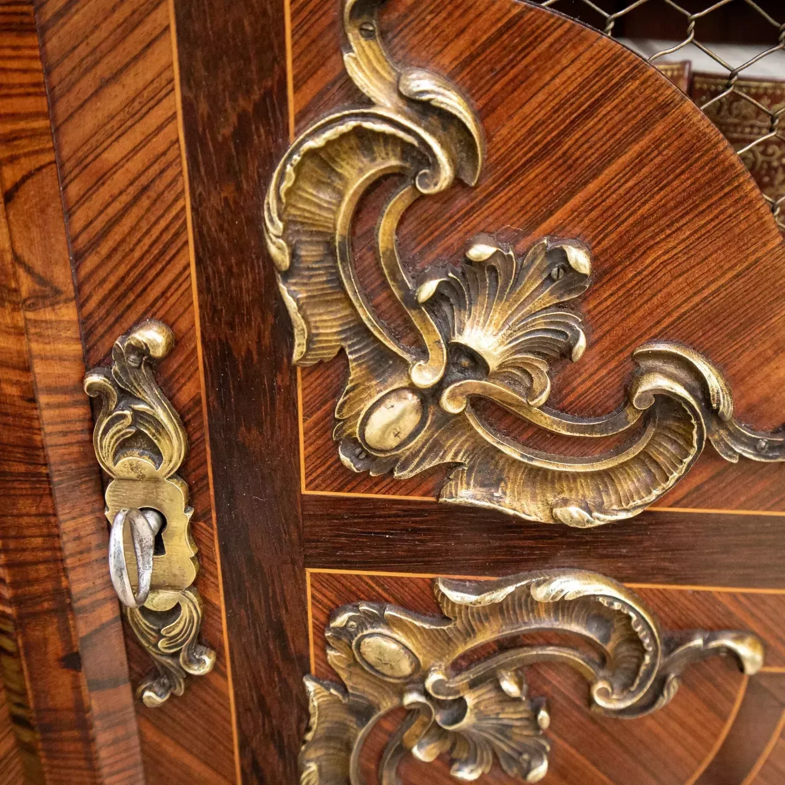 French Louis XV Style Mesh Door Bookcase photo vinterior