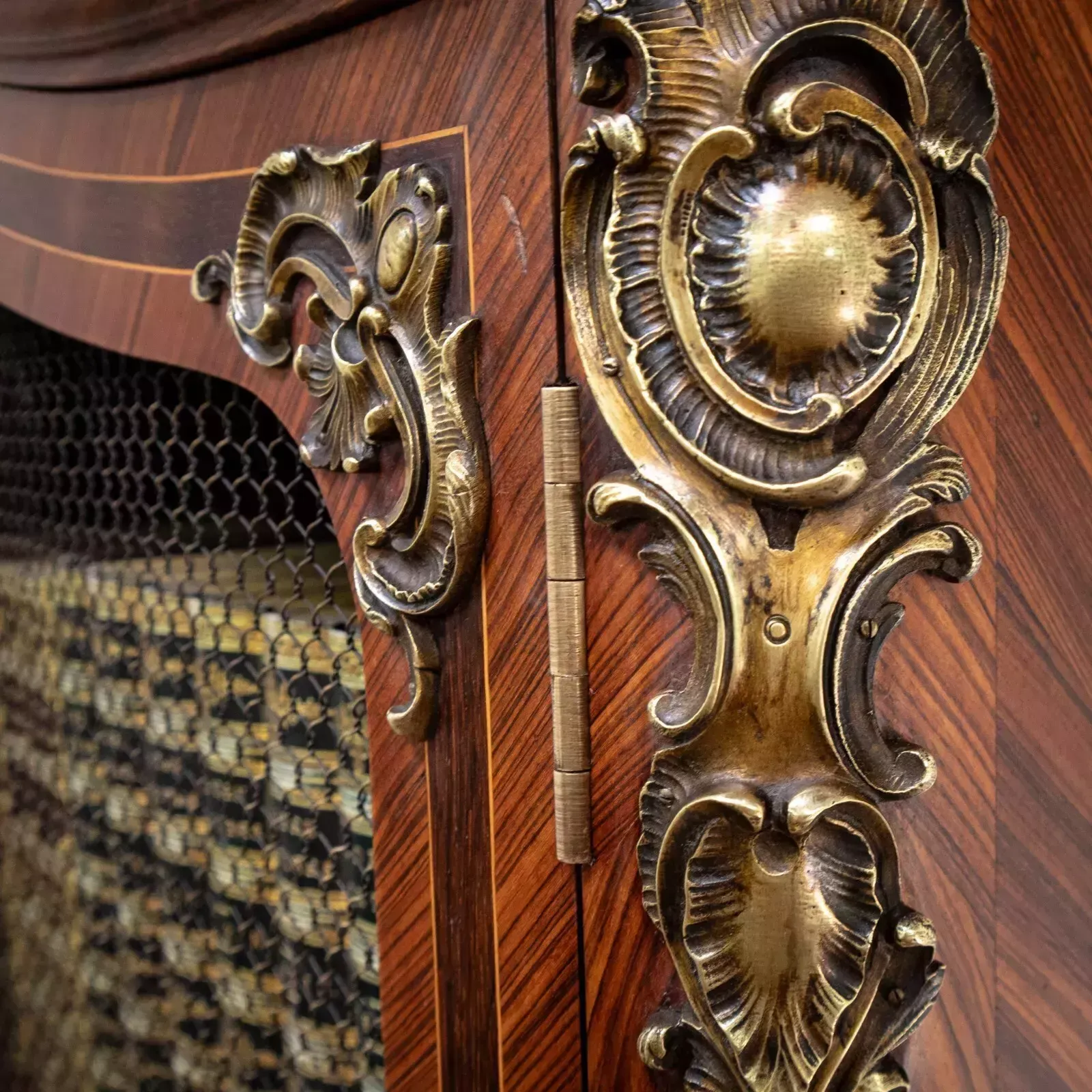 French Louis XV Style Mesh Door Bookcase photo vintage