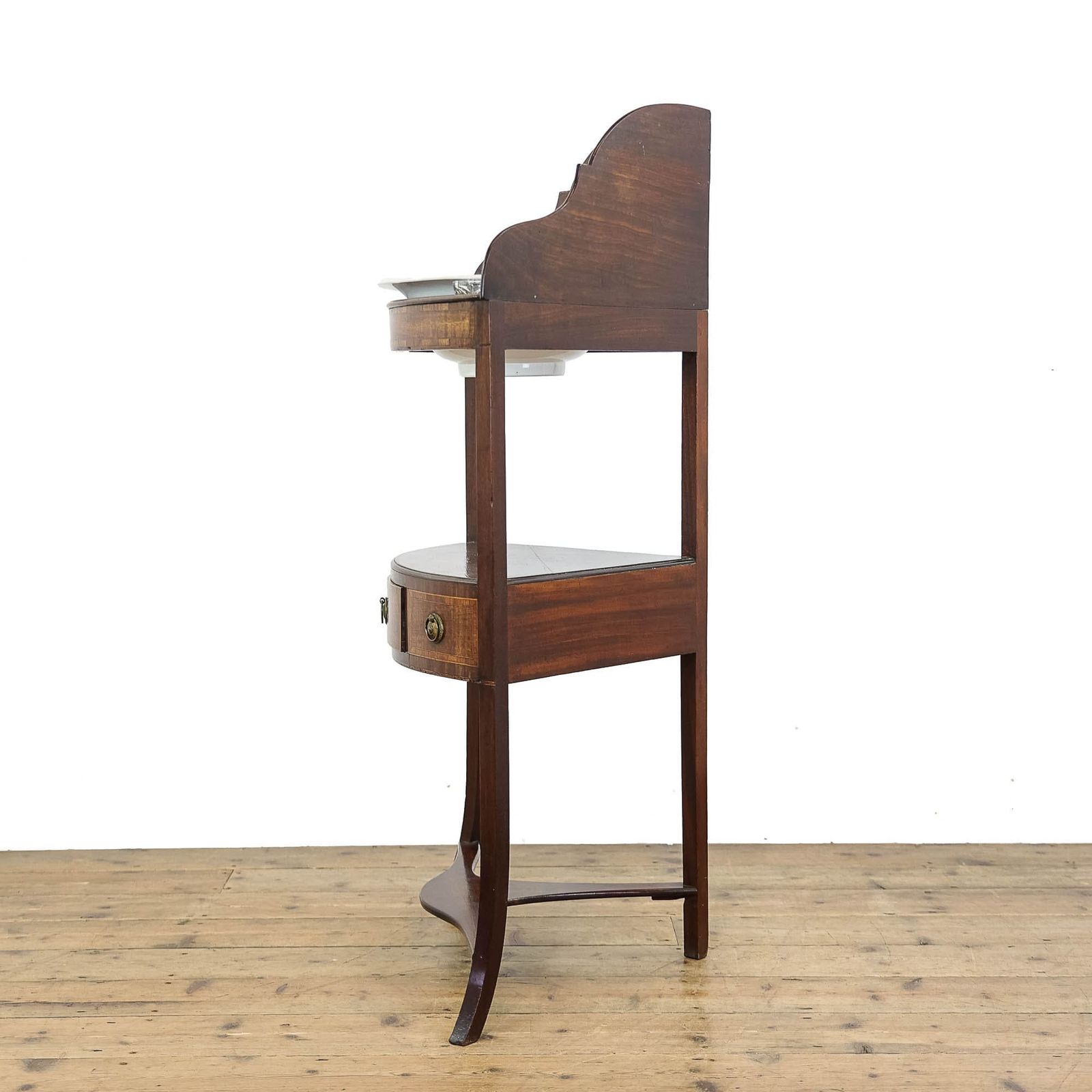 Antique 19th Century Mahogany Bow Front Corner Stand |  Washstand | Bedroom Furniture photo for sale