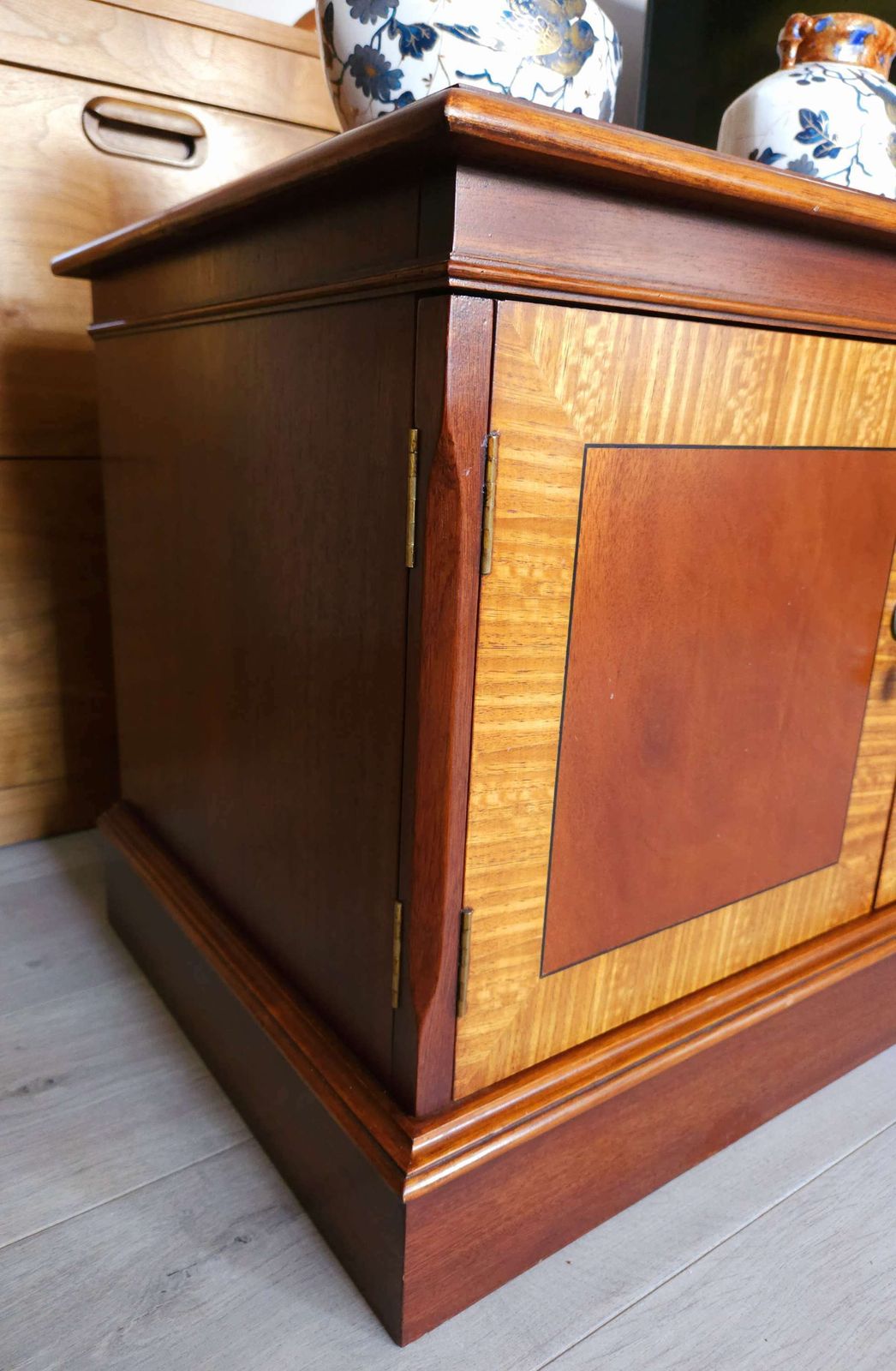 Two Tone, Mid Century Cabinet, Mahogany, Tiger Maple & Teak photo Furniture