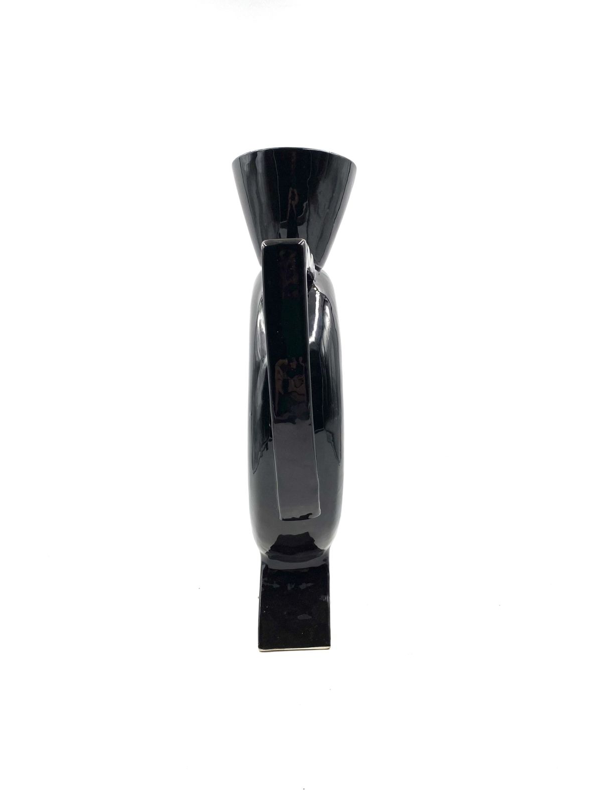 photo for sale Organic Modern Black Ceramic Vase, Italy 1980s