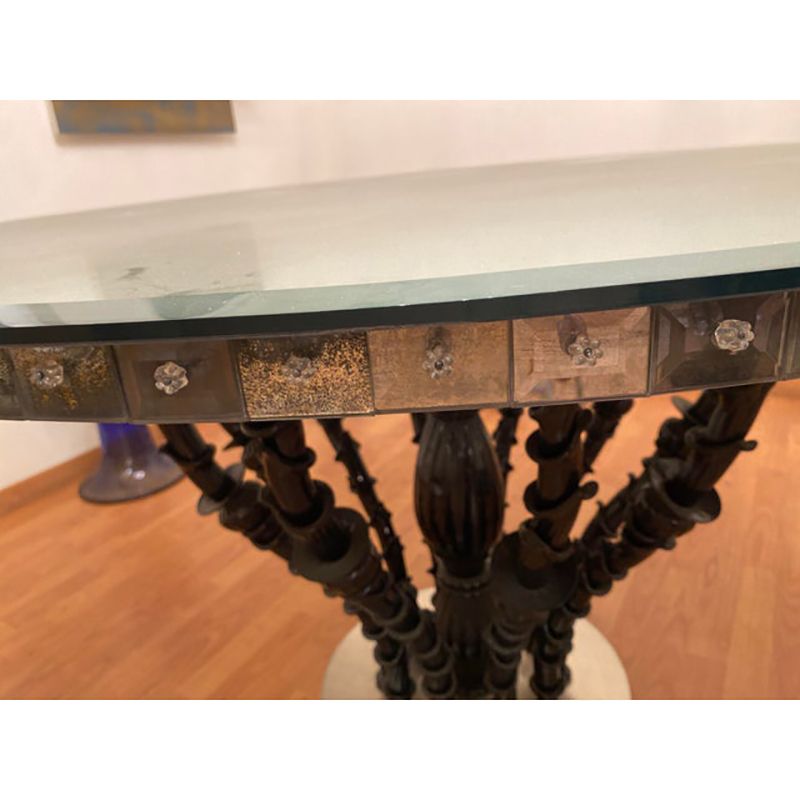 1980s Italian Venetian Black "Rezzonico" And Silver Murano Glass Style Big Table photo for sale