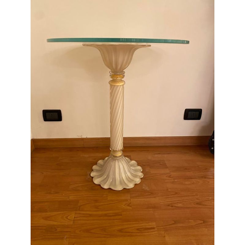 1990s Italian Venetian White And Gold Murano Glass Style Coffee Table photo 9800.0