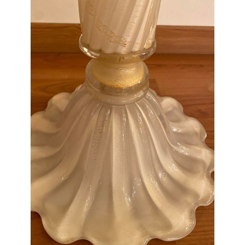 1990s Italian Venetian White And Gold Murano Glass Style Coffee Table photo vintage