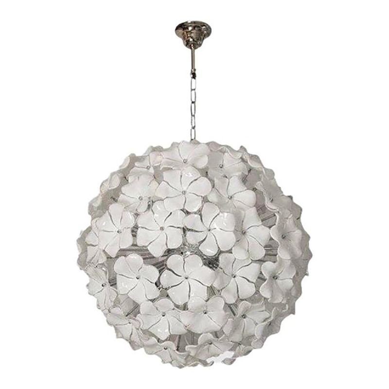 White Lotus Murano Glass Sputnik Chandelier
