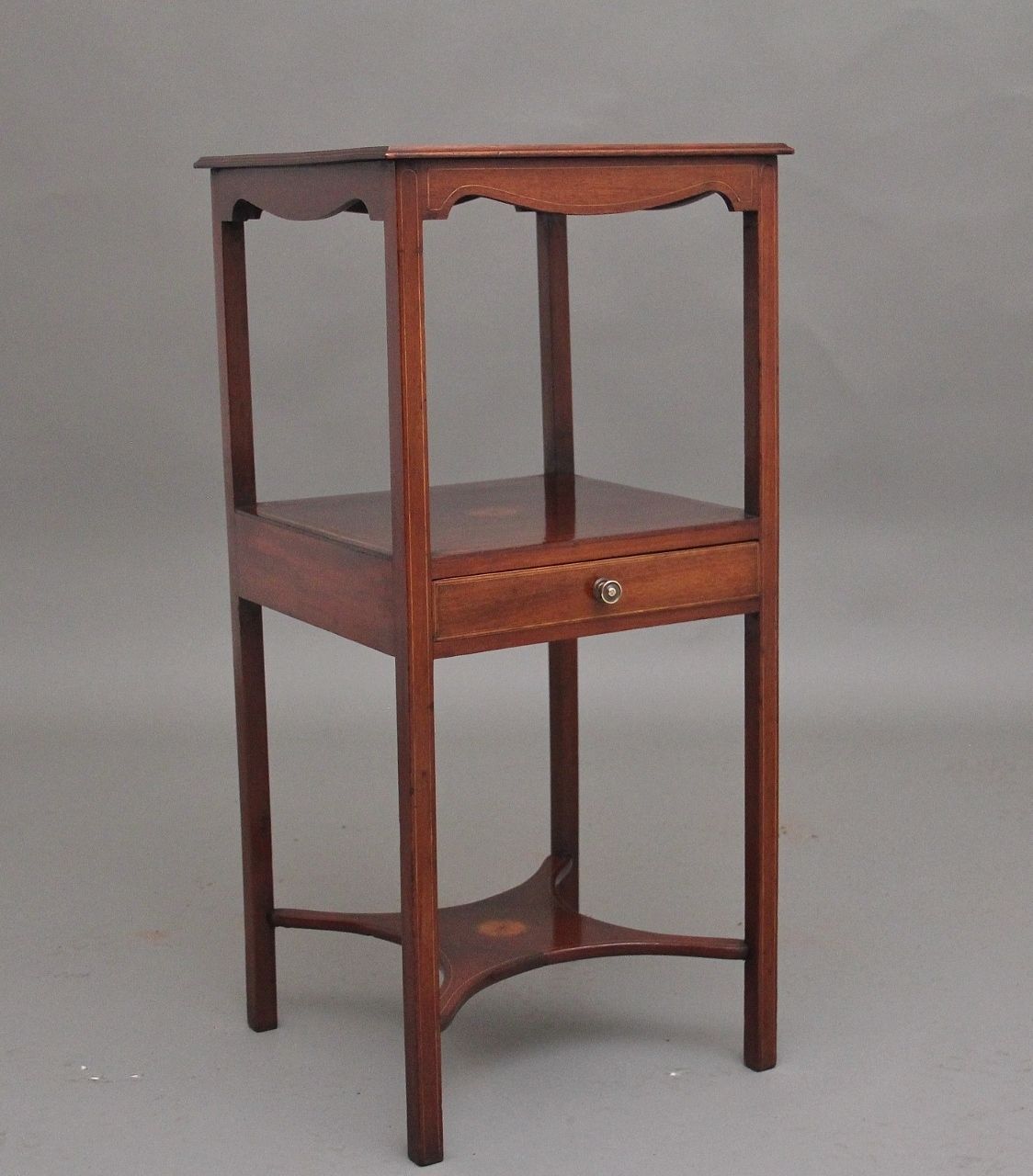 19th Century Inlaid Mahogany Bedside Table