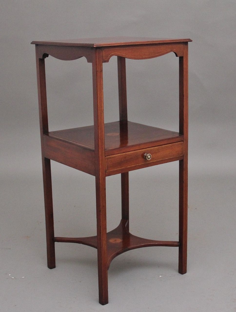 19th Century Inlaid Mahogany Bedside Table photo for sale