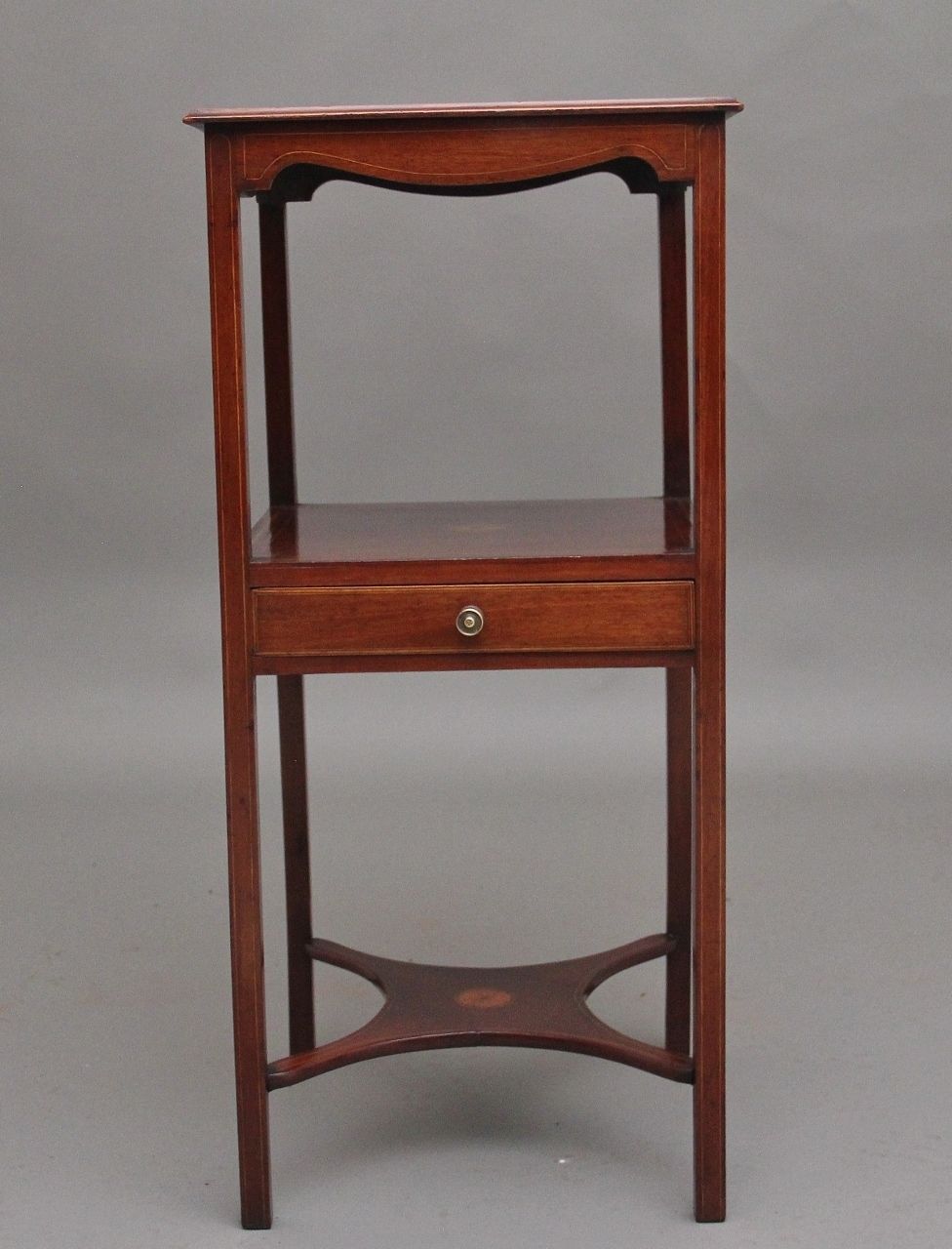 19th Century Inlaid Mahogany Bedside Table photo Furniture