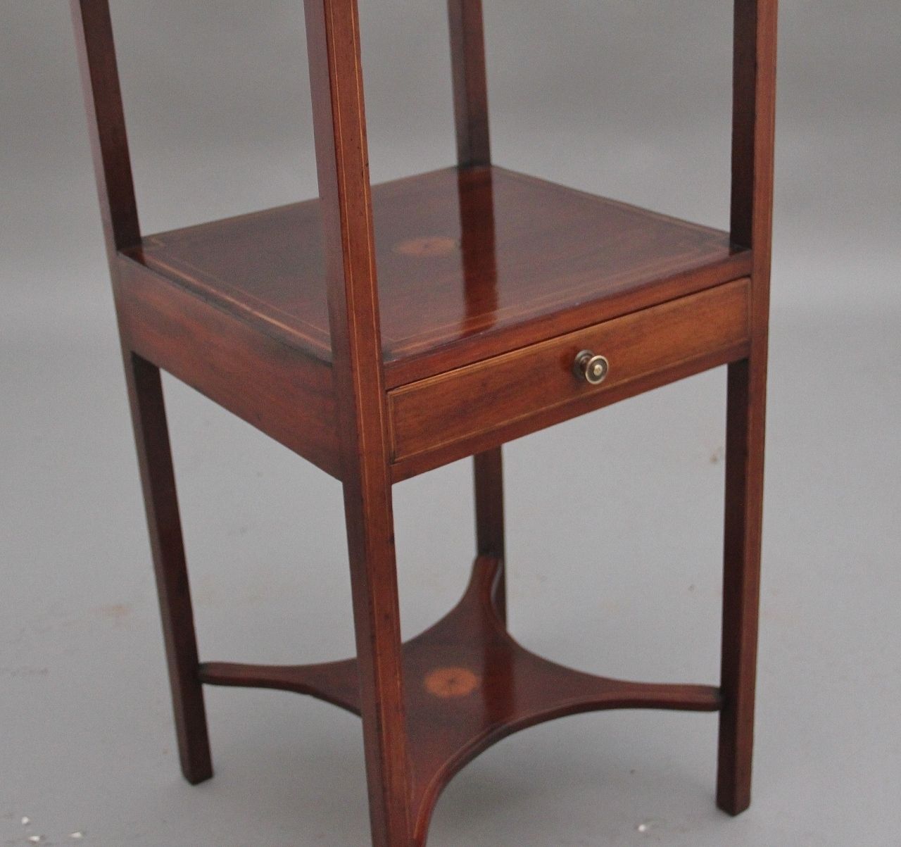 19th Century Inlaid Mahogany Bedside Table photo vintage