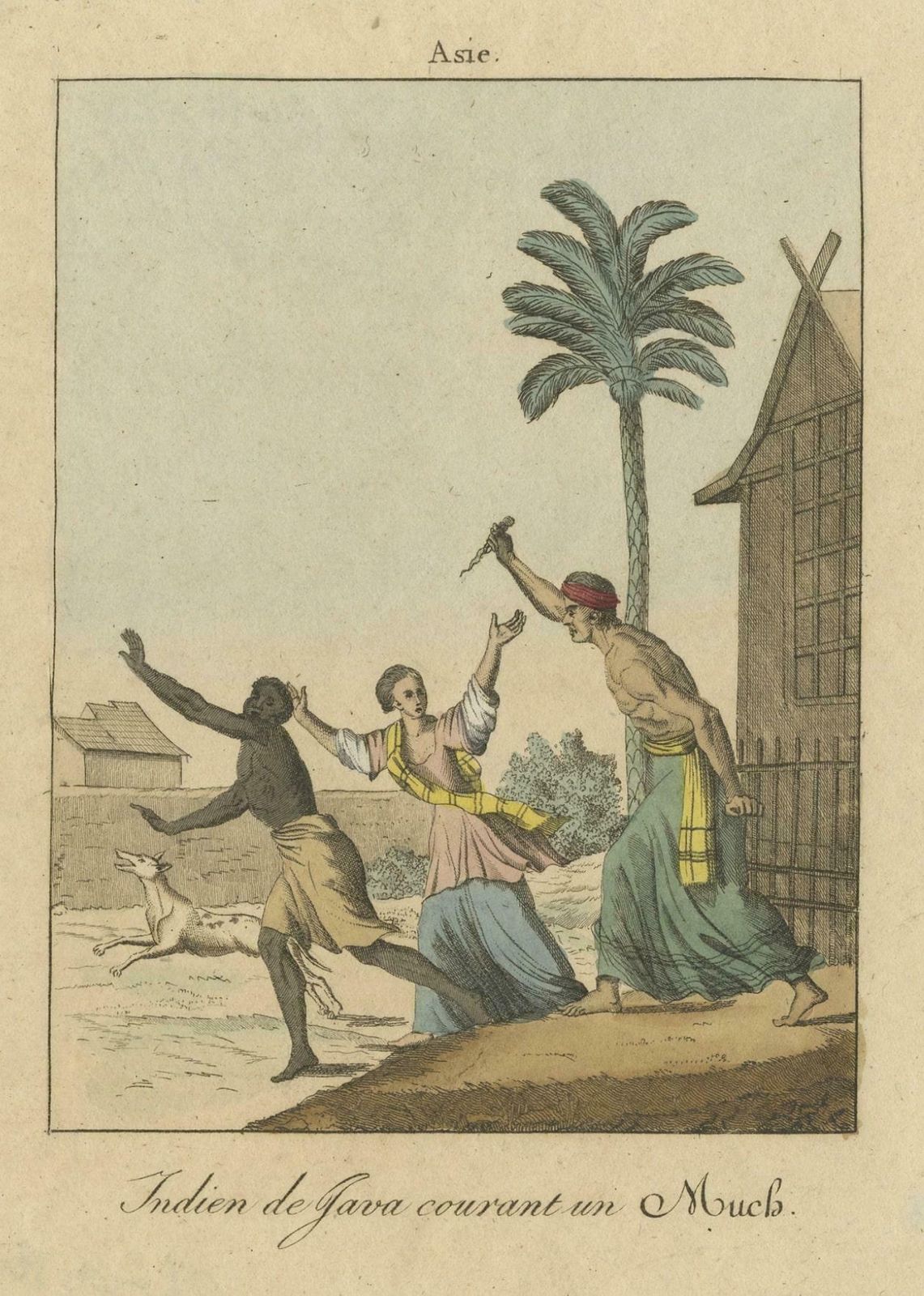 Antique Print Of A Domestic Scene On Java, Indonesia, C.1840 photo for sale