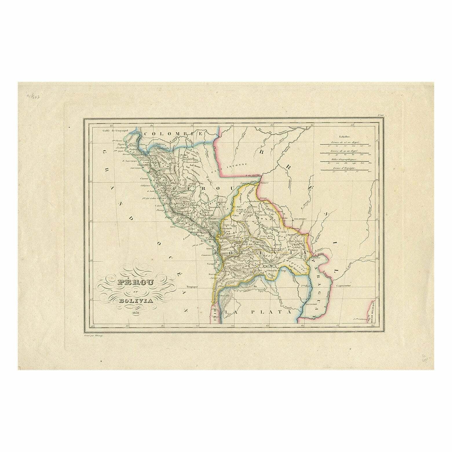 Antique Map Of Peru And Bolivia By Thierry, 1836