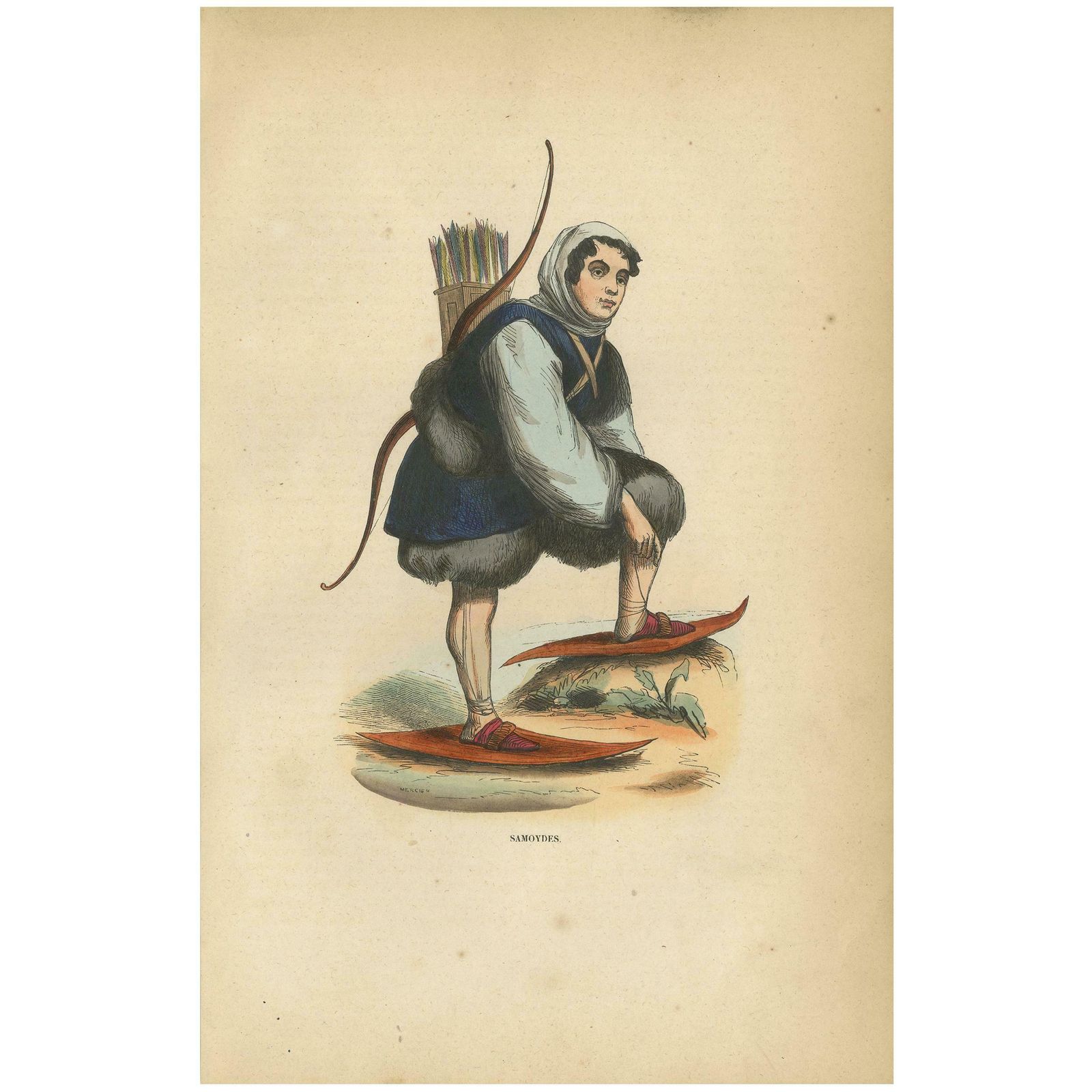 Old Print Of A Samoyed Or Samodeic, Part Of The Uralic Family, Northern Russia