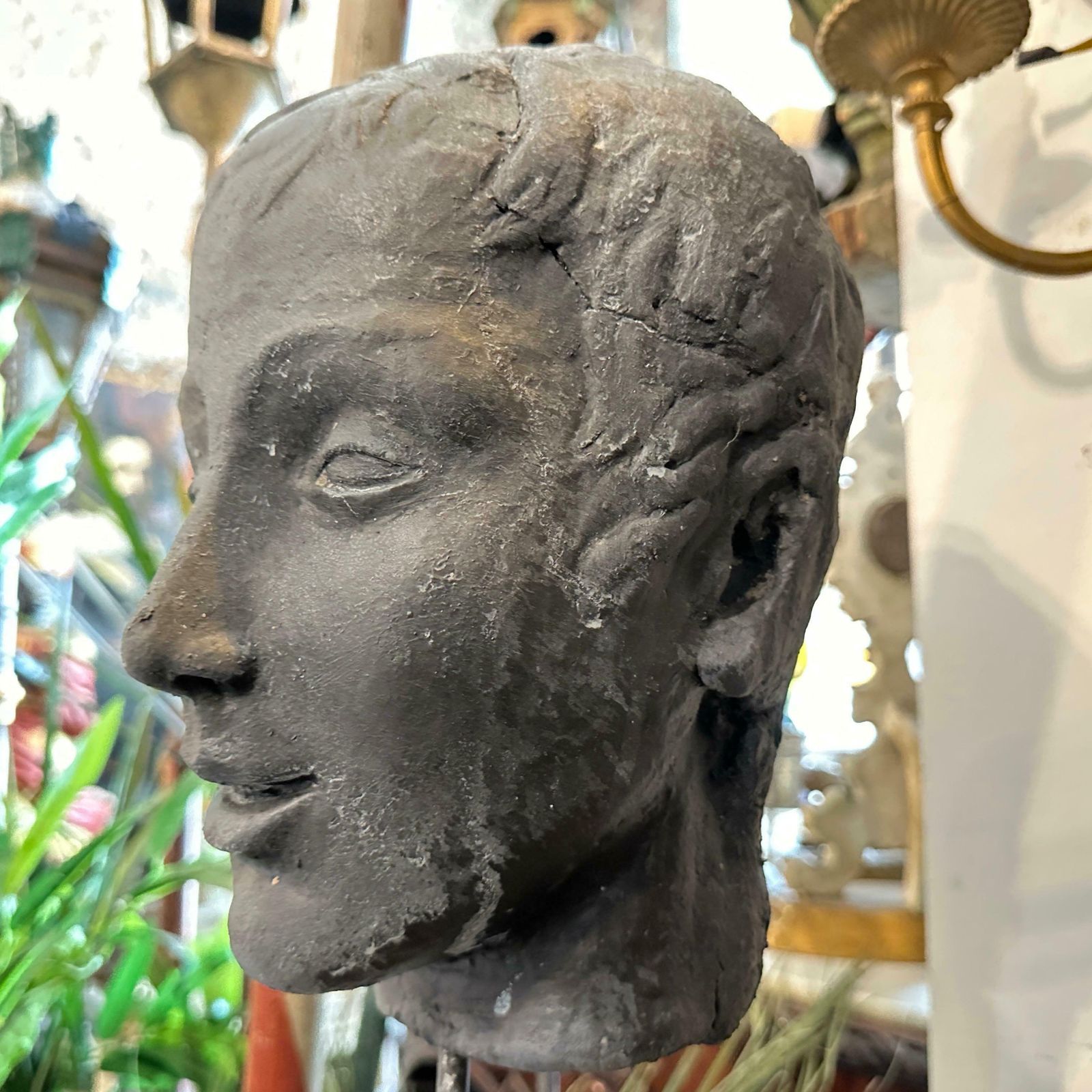 A Late 19th Century Hand Crafted Clay Sicilian Head Of A Young Man photo vintage