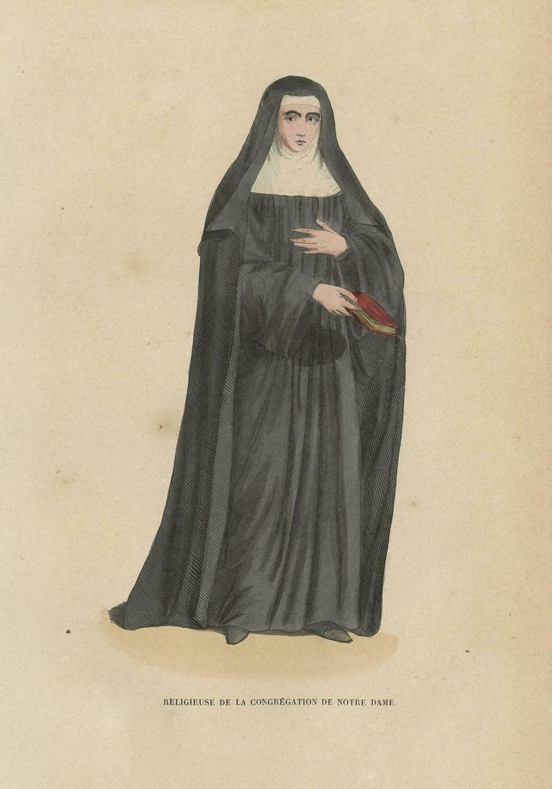 Antique Print Of A Nun Of The Canonesses Of St. Augustine, 1845 photo 143.0