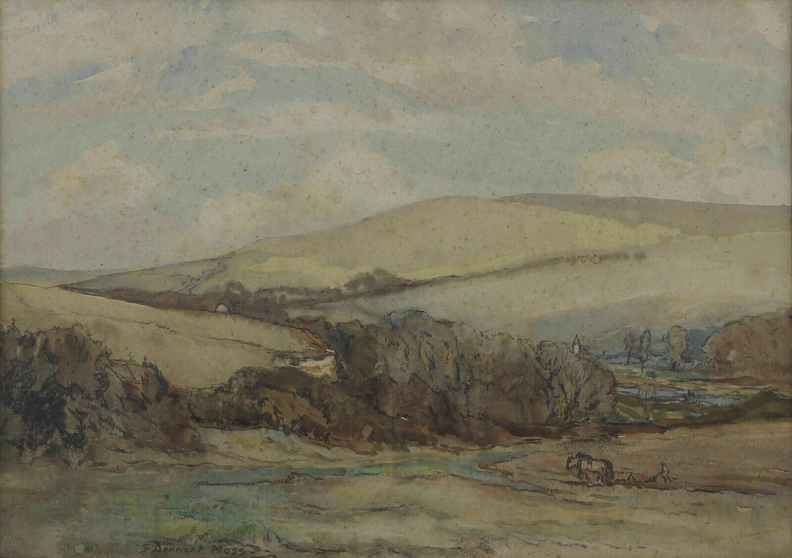 Watercolour Of A Countryside Scene By Sidney Dennant Moss. photo furniture