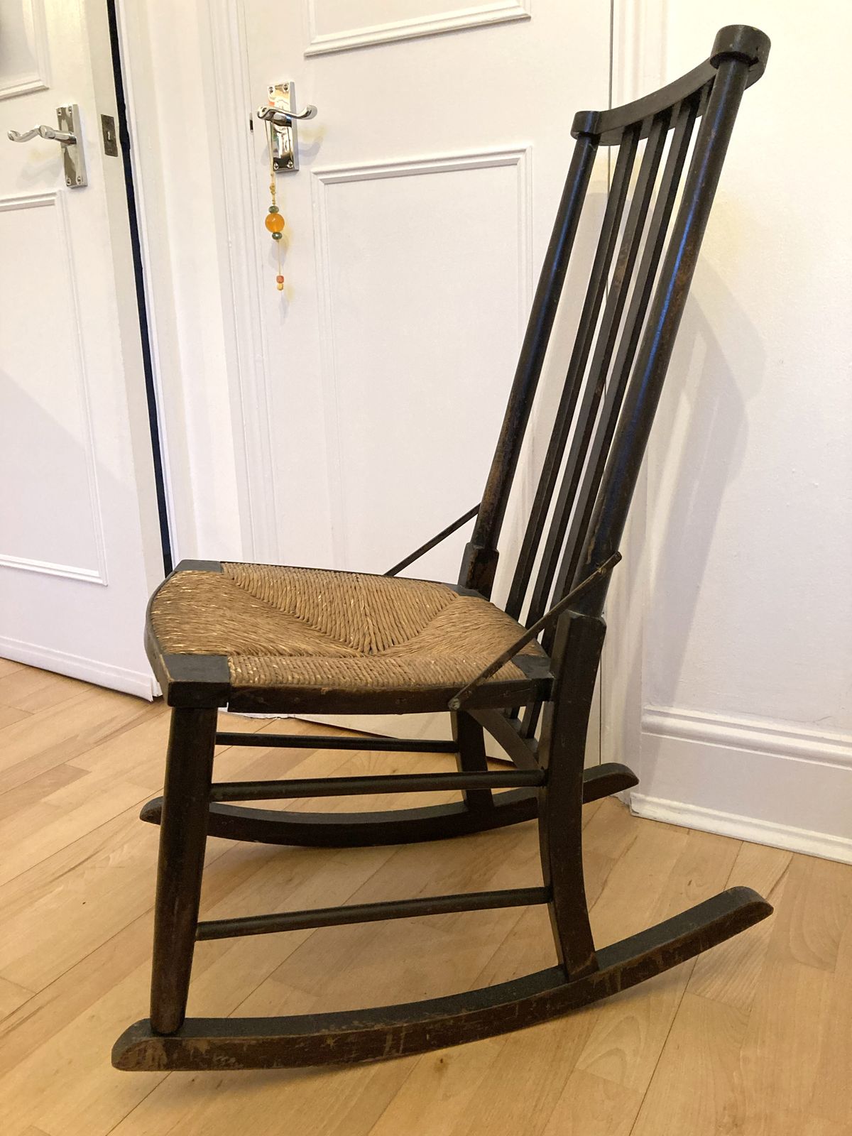 Antique Rocking Chair With Rush Seat photo for sale