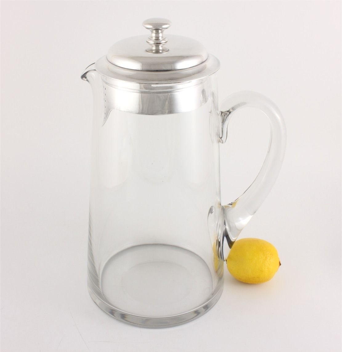 Large Christofle Silver Plate & Glass Water Jug. Vintage French Pitcher.