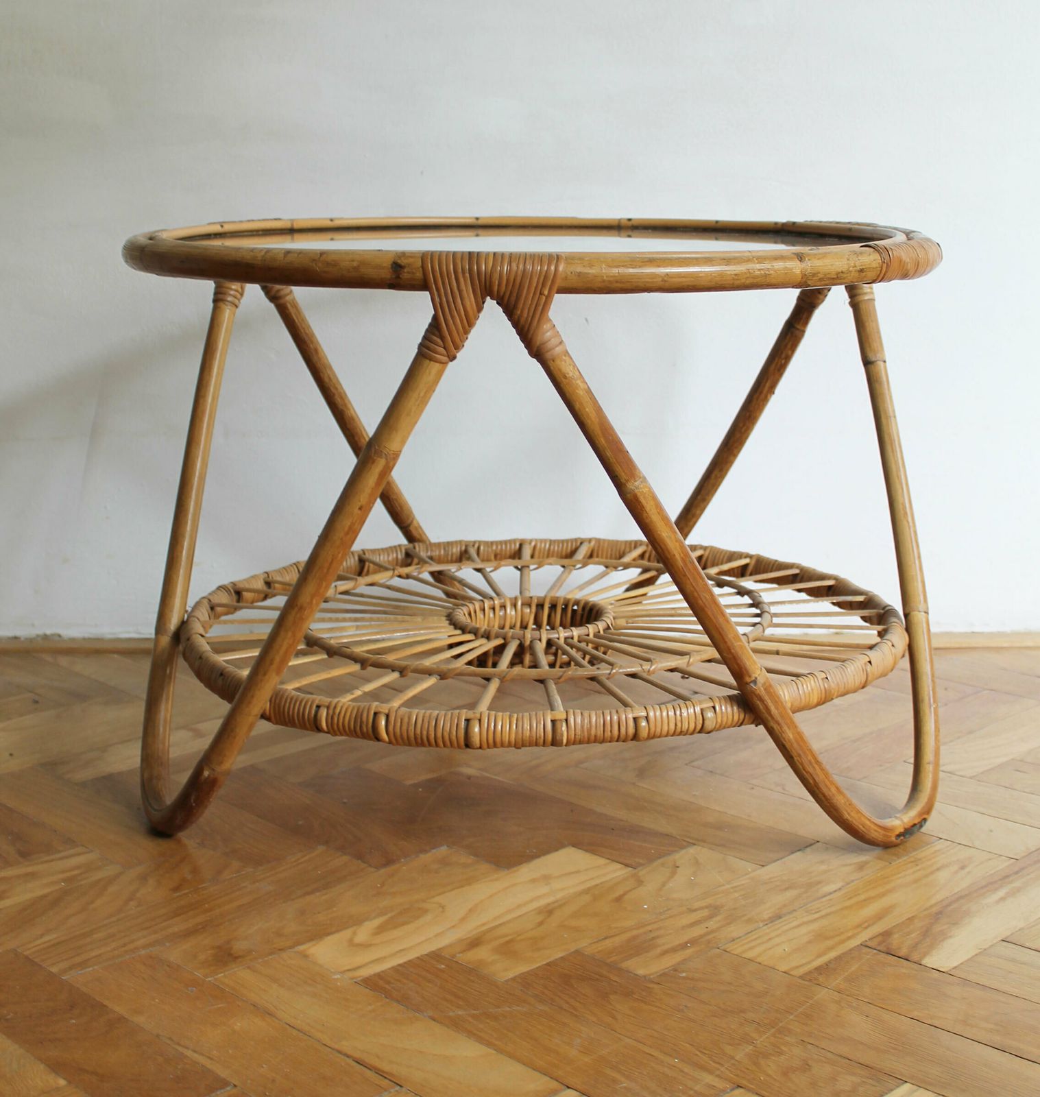 1960's Set Of Four Rattan Armchairs And Side Table By Jaroslav Prochazka For Uluv photo Garden Furniture