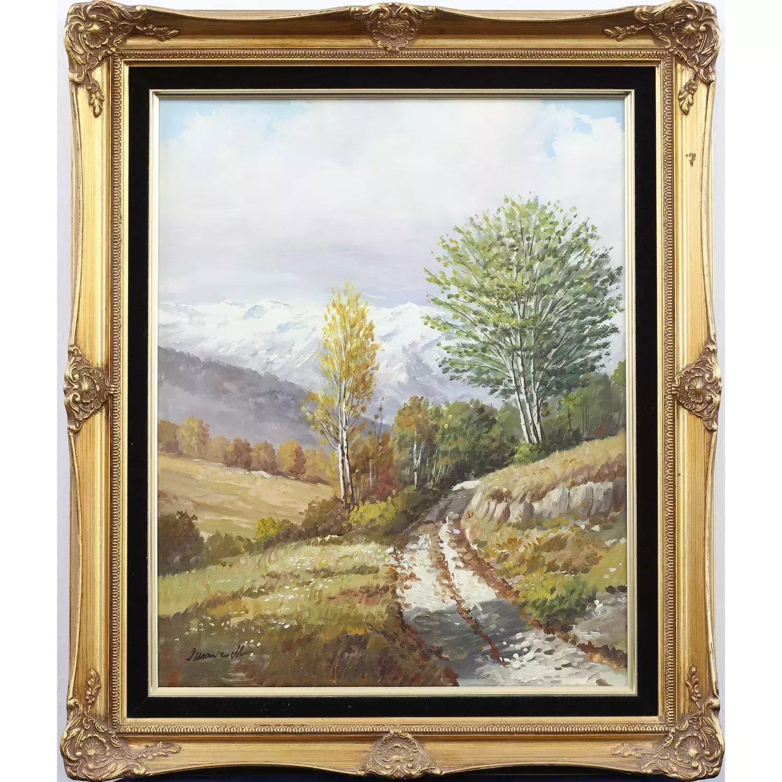 Oil On Canvas Of Italian Mountains