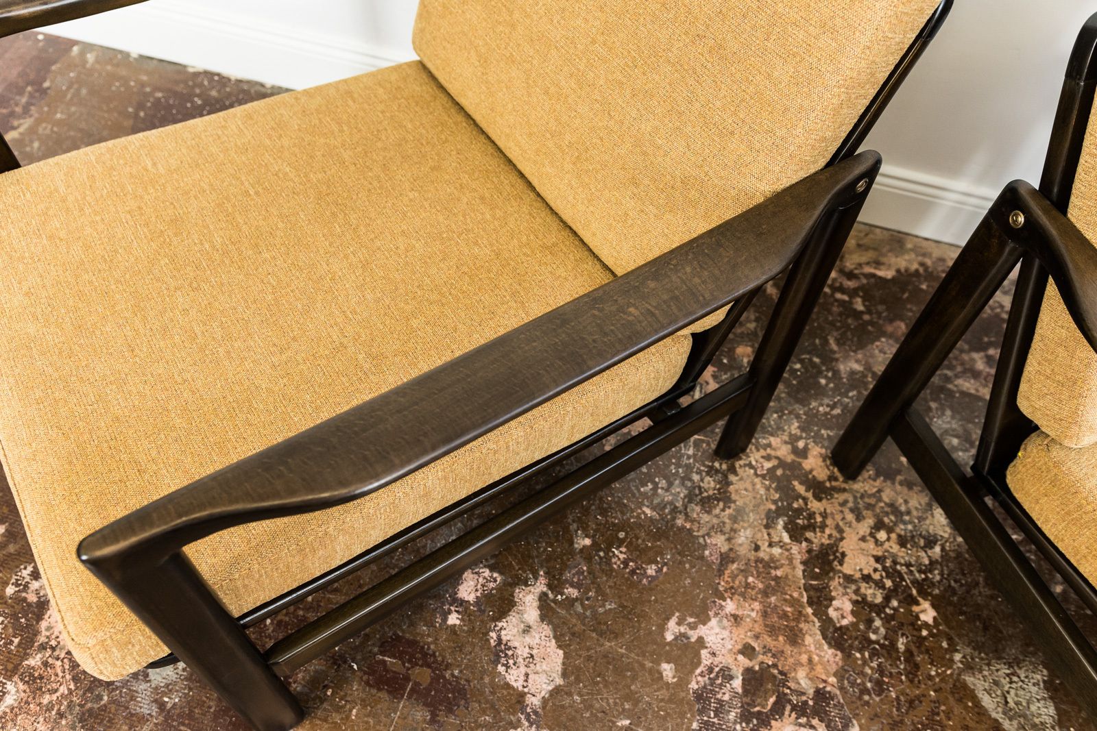 Furniture Pair Of Orange Restored Mid Century Armchairs By Zenon Bączyk, 1960's photo