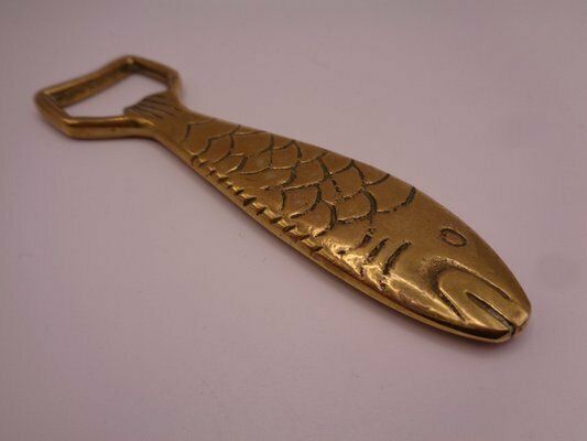 Brass Fish Bottle Opener By Svenskt Tenn, Sweden, 1950s photo for sale