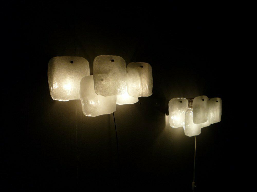 Large Space Age Glass Wall Lamps By Jt Kalmar For Kalmar Franken Kg, 1960s, Set Of 2 photo furniture