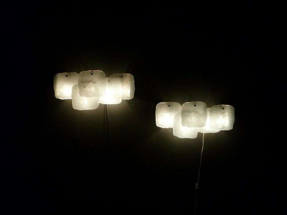 photo for sale Large Space Age Glass Wall Lamps By Jt Kalmar For Kalmar Franken Kg, 1960s, Set Of 2