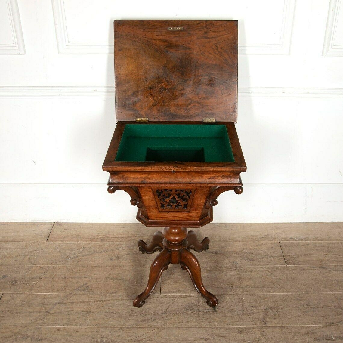 Exceptional Antique C19th English Walnut Sewing Table photo for sale