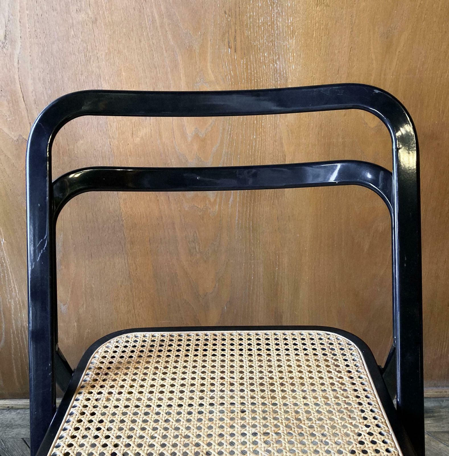 photo vinterior Mid Century Modern Folding Chairs Viennese Straw By G. Cattelan, Italy 1970s