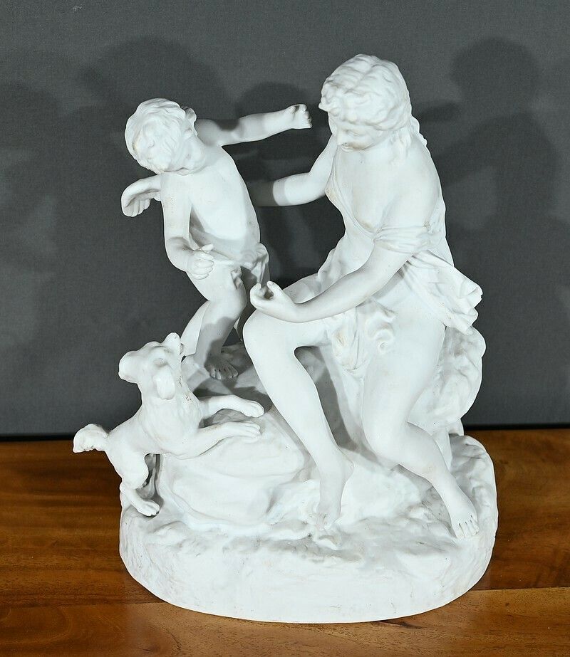 Biscuit Sculpture “Venus And Love” – Late 19th Century photo for sale