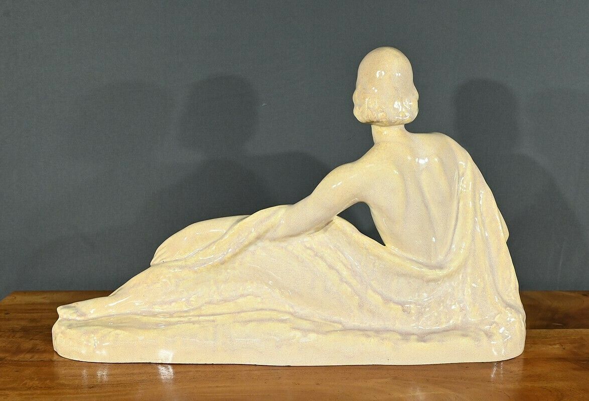 Home Decor Art Deco Sculpture “Young Woman Among Flowers”, Odyv, Manufacture Berlot Mussier – 1930 photo