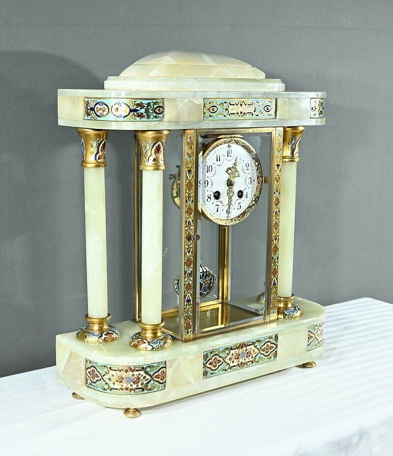 Onyx And Enamel Column Clock, Napoleon III – Mid 19th Century photo furniture
