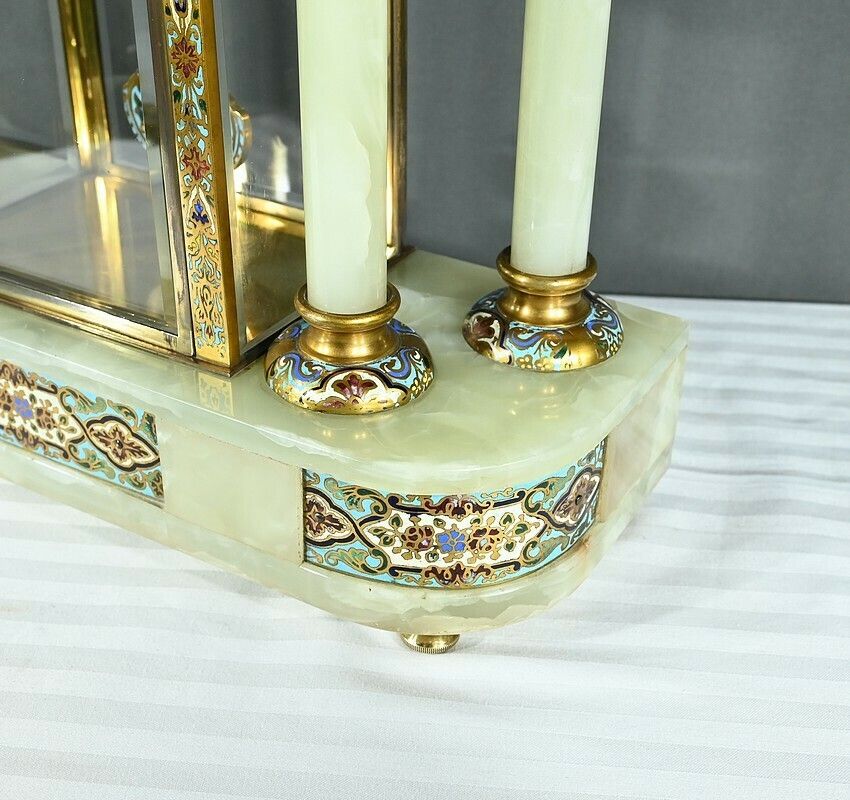 photo buy Onyx And Enamel Column Clock, Napoleon III – Mid 19th Century
