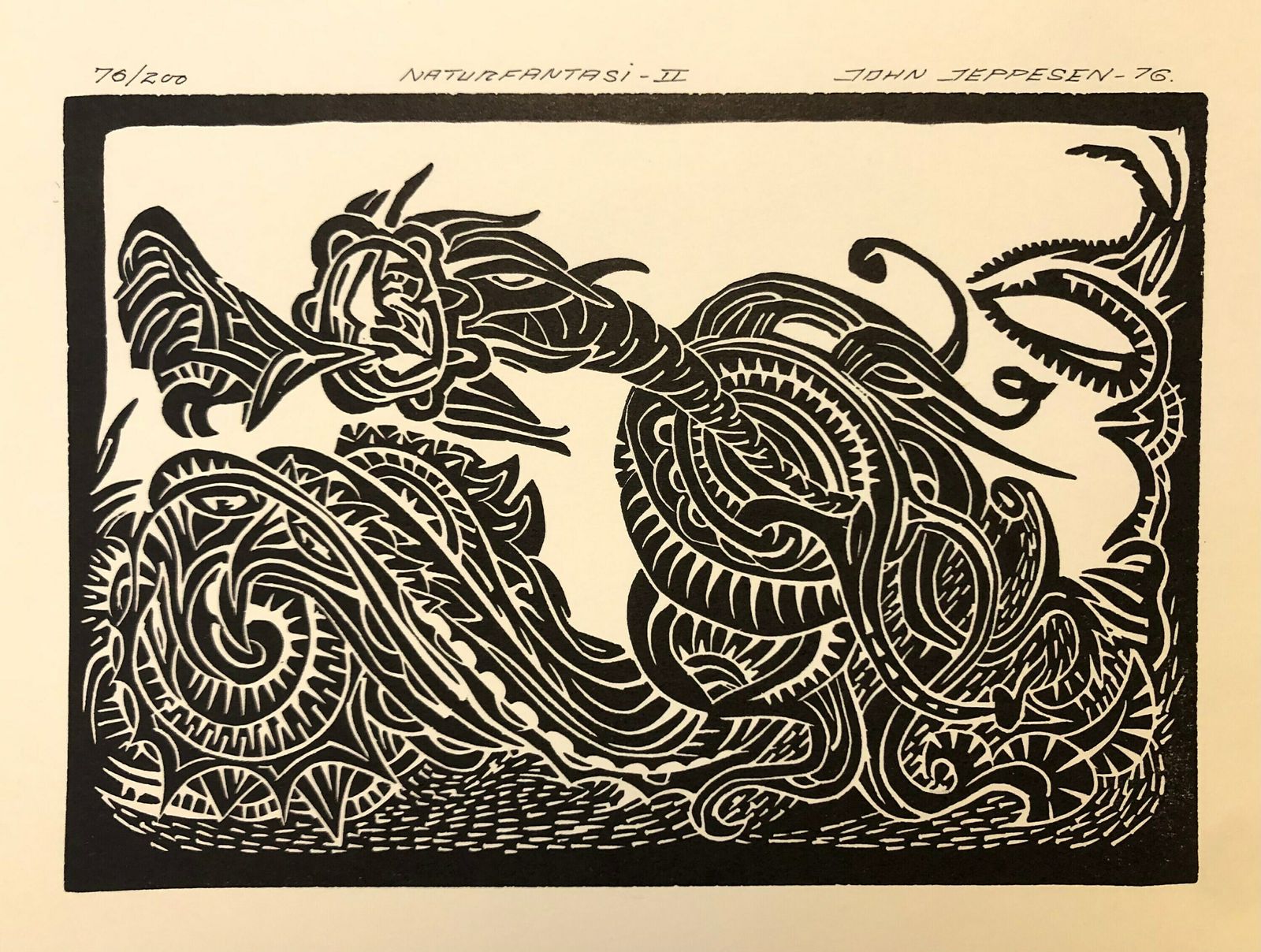 John Jeppesen Vintage Original Set Of Two Prints With Psychedelic Motives Of Fantasy Nature   Danish Art From 1976 photo for sale