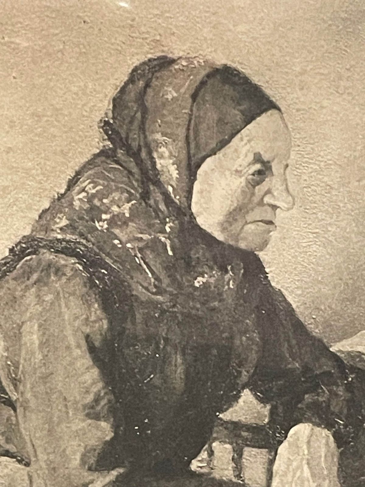 Danish Antique Print From The 1950s Made From Painting “Passiar” By Olga Lau (1875 1960) With Motive Of Elderly Women photo Art