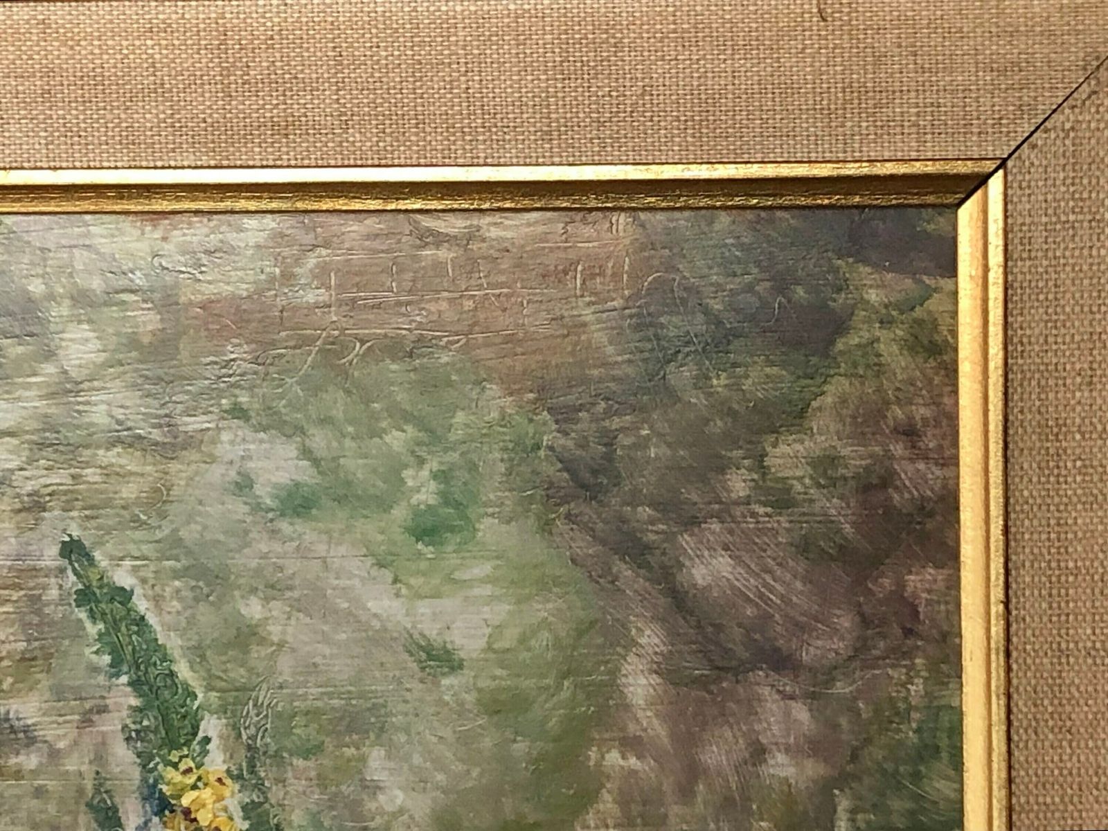 Danish Mid Century Oil Painting From 1961 Signed F.S.M. With Nature Motive Of Yellow Great Mullein photo vintage