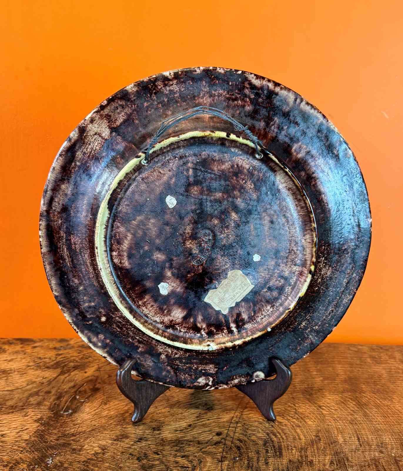 19th Century Portuguese Majolica Dish With Fruit By Jose Alvez Cunah photo vinterior