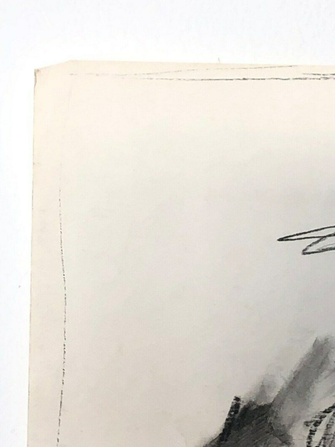 Original Danish John Hansen Vintage Drawing With Charcoal And Ink From 1986 With Abstract Figurative Torso Motive photo vinterior