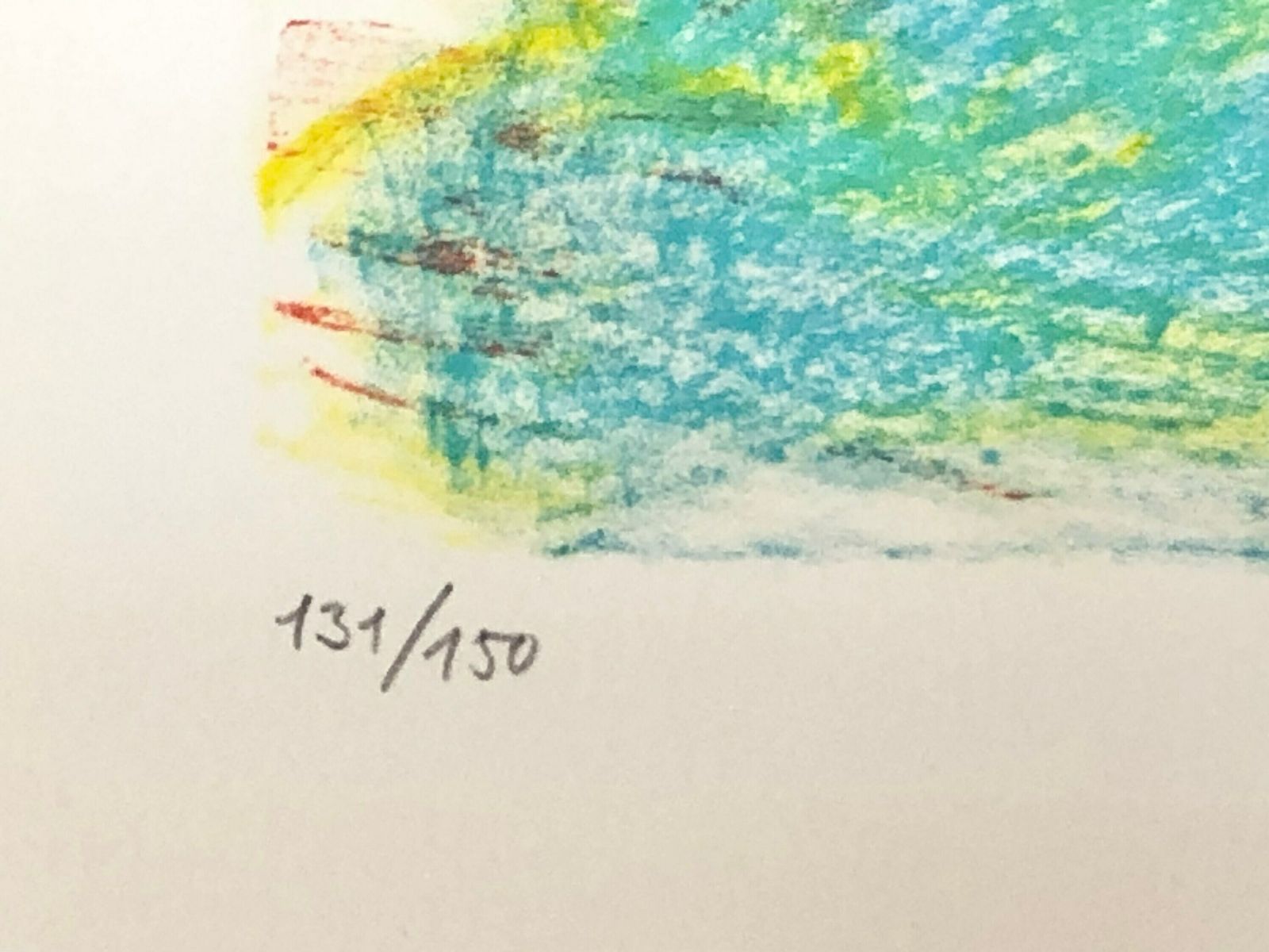Original Danish Abstract Print From 1987 By Peter Nyborg (B.1937) In Strong Blue, Red And Green Colours photo vinterior