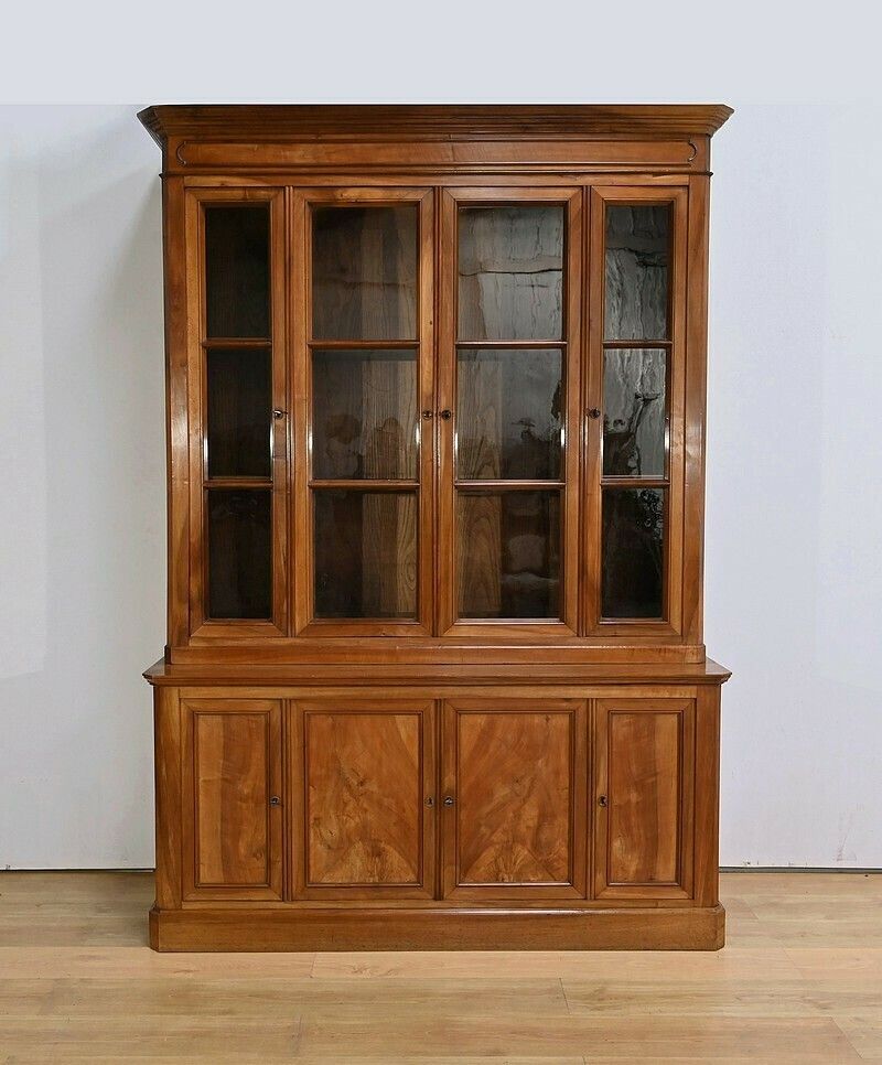 Two Body Bookcase In Solid Walnut – Late 19th Century photo for sale