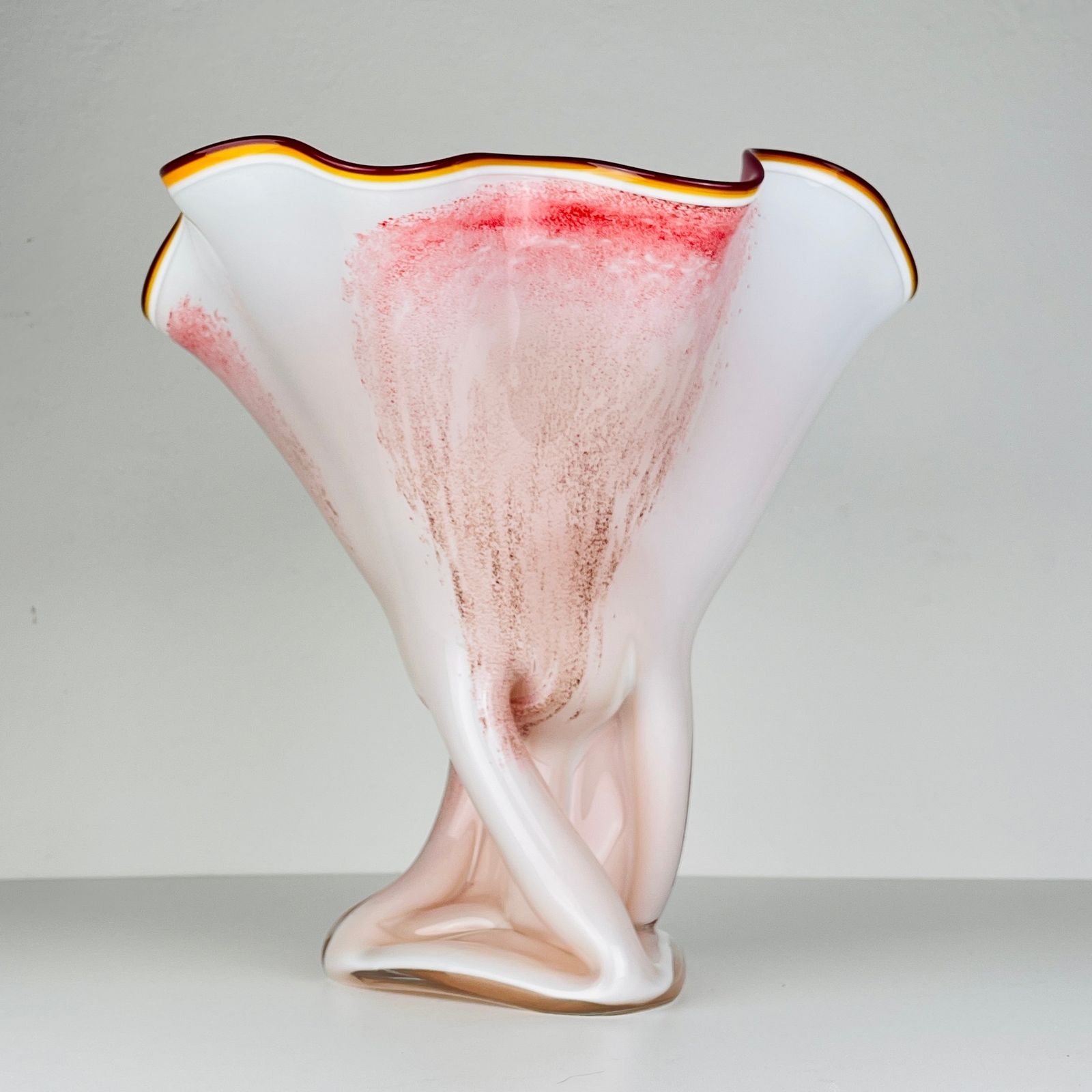 Vintage Murano Vase Red And White Italy 1970s photo vintage